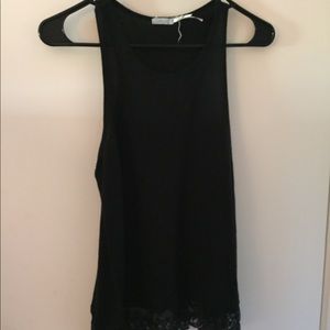 Black Lace Bottom Tank Top